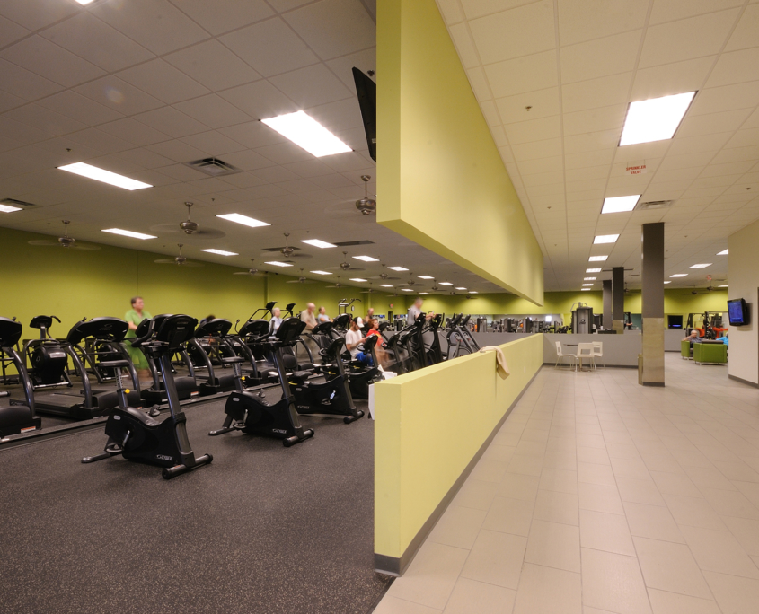 Interior shot of an office building's gym space